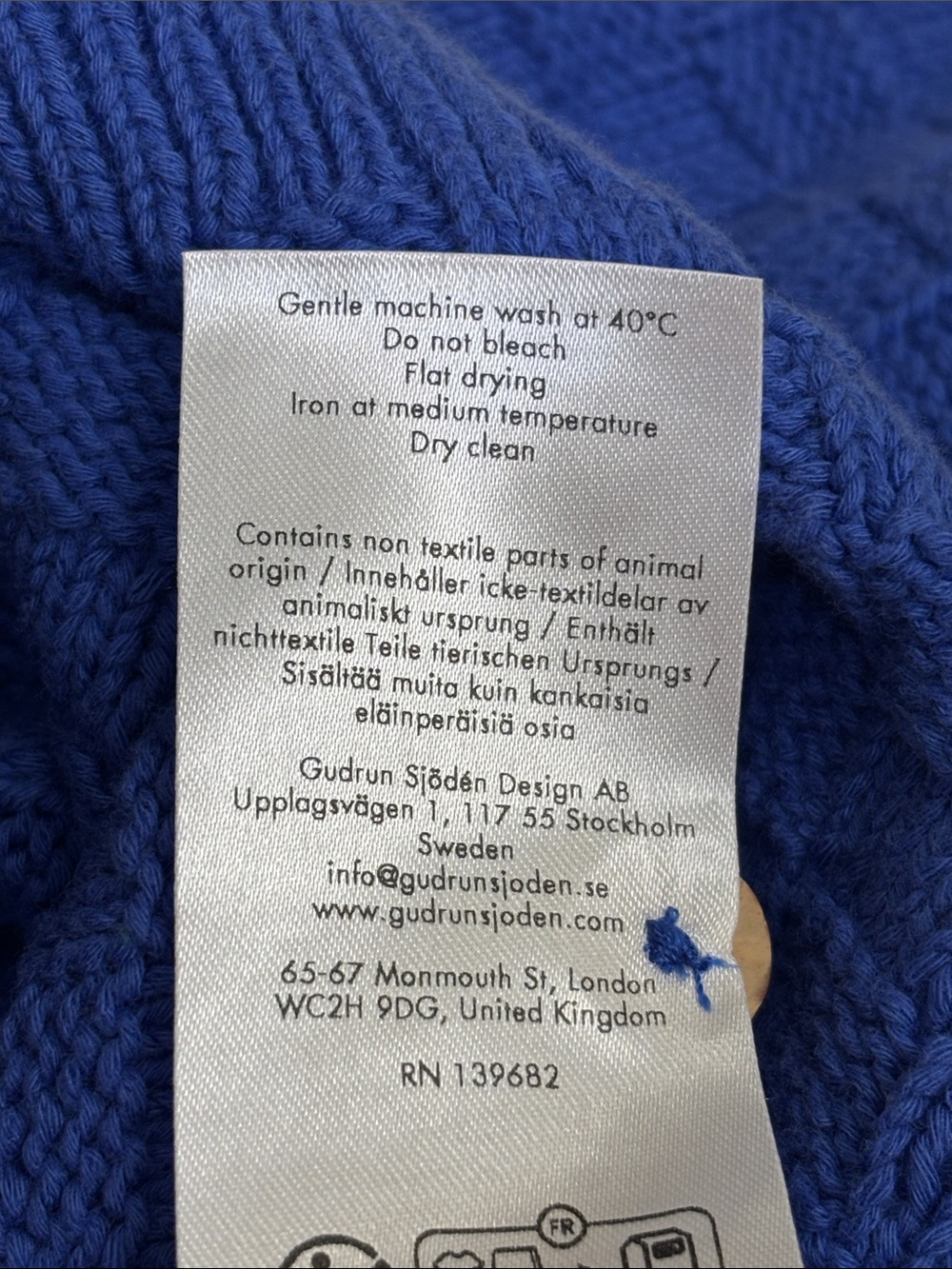 Gudrun Sjoden Royal Blue Textured Button-Front Cardigan XL - Picture 11 of 11